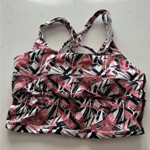 CRZ YOGA Pink and Black Abstract Sports Bra